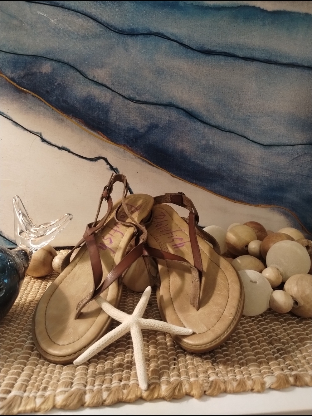 Women’s Brown Leather Malibu Blowfish Sandals Sz 10